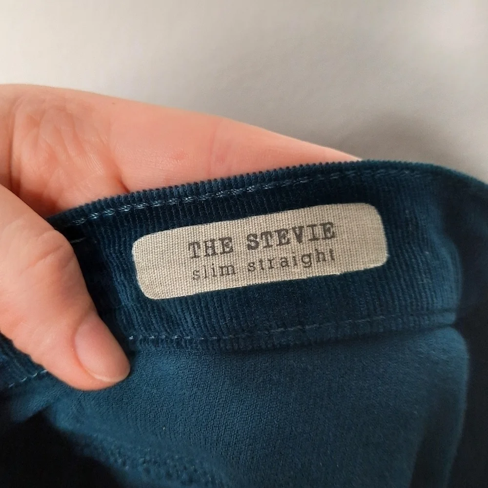 Adriano Goldschmidt Teal Stevie Slim Straight Corduroy Jeans 28R